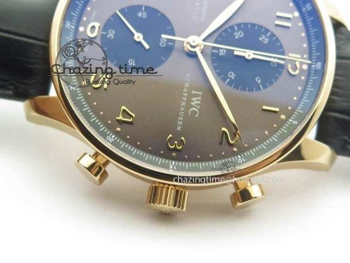 MIROTIME 0325 Classic Portuguese IW371482 ZF 1:1 Best Edition RG Gray Dial Gold Markers On Black Leather Strap A 7265